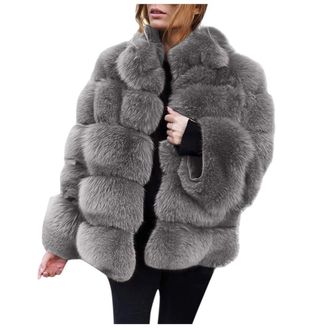 Generic Womens Winter Coats Warm Tops Fleece Windproof Top Plus Outerwear Furry FauxLong Sleeve Size Faux Jacket Short Warm Women Coat Womens Coat Jacket Wome