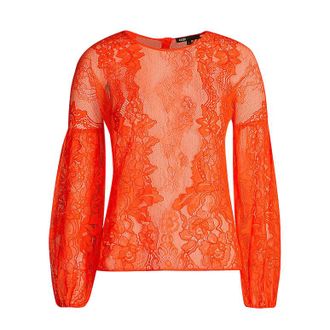 Maje Orange Lace Puff Sleeve Blouse Size S