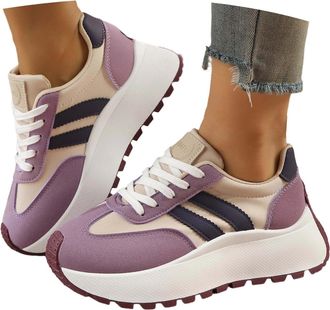 Generic Womens Lightweight Low Profile Everyday Sneakers with Cushioned Soft Sole for All Day Comfort (Purple, 4.5)