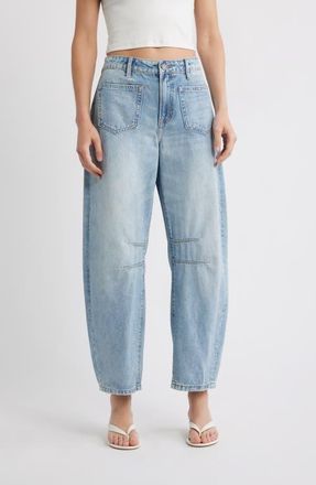 Hidden Jeans Crop Barrel Jeans in Med.wash at Nordstrom, Size 29