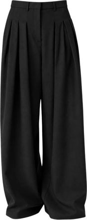 Meimeij Broek met wijde pijpen en voorplooien - Dames - Wijde Broeken - Zwart - M - Polyester - Broeken