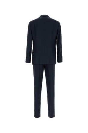 Brunello Cucinelli Mens Silk Linen Wool Blend Pant Suit Navy