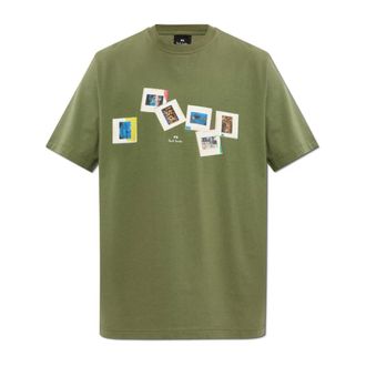 Paul Smith Tops, Heren, Groen, 3Xl, Katoen, T-shirt met kleurrijke print
