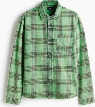 H&M Baumwollhemd in Relaxed Fit - Green
