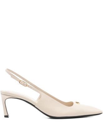Sergio Rossi Pointed-Toe Slingback Pumps With Low Kitten Heel