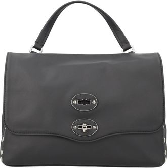 Zanellato Black Postina Matte Silver Studs Handbag