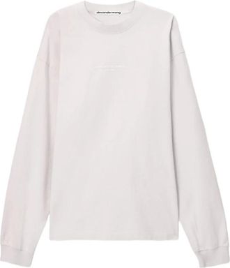 Alexander Wang Logo Print Long Sleeve Tee - Dames - Longsleeves - Roze - S - Katoen - Tops