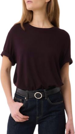 Majestic Filatures Soft Touch Short Sleeve Relaxed Crew Top In Aubergine