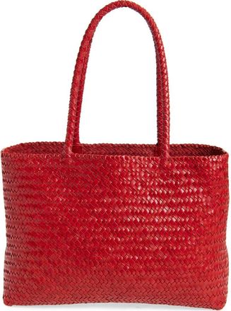 Madewell Handwoven Leather Tote in Festival Red at Nordstrom