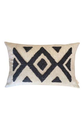 Cotton Tree Punch Needle Pillow - Cover + Insert in Natural /Charcoal - Pattern 2 at Nordstrom, Size 12X20