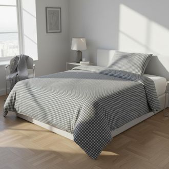 KASANOVA Parure copripiumino 1 piazza e mezza quadretti grigio Young