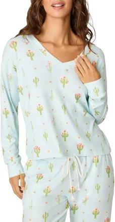PJ Salvage Feelin Prickly Jersey Pajama Top in Tinted Aqua at Nordstrom, Size X-Small