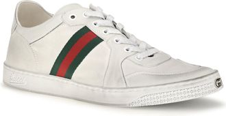Gucci Mens Stretch Leather Sneakers White-White-Vrv White/white/vrv