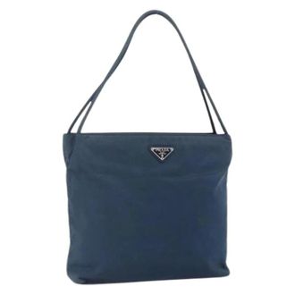 Prada Pre-owned Shoulder Bags, female, Blue, Size: ONE SIZE Pre-owned Vintage Nylon Tote Bag