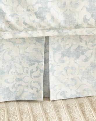 Lili Alessandra Milan Tailored Bed Skirt Spa Faded Damask Venetian Linen 3/22 x 86
