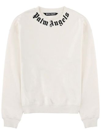 Palm Angels Crew Neckline Black Text Collar Sweatshirt