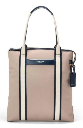 Cole Haan Judson North/South Brushed Twill Tote in Oxford Tan/navy Blazer/angora at Nordstrom