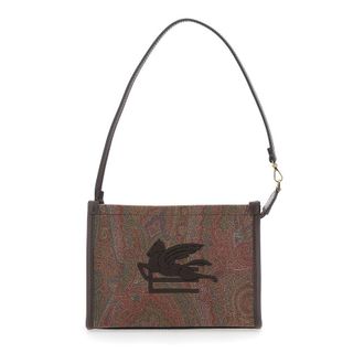Etro Clutch Arnica With Embroidered Logo On The Front And All-Over Pattern Cotton Blend Brown Women Polyester Clutches Pochettes