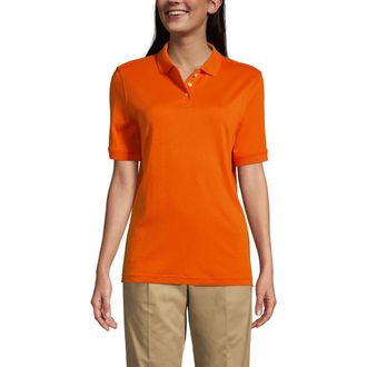 Lands End School Uniform Short Sleeve Interlock Polo Shirt in Orange Spice at Nordstrom, Size X-Large