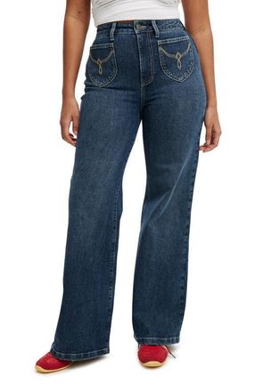 Cotton On Womens Curvy Stretch Wide Jean in Deepwater Blue Western at Nordstrom, Size 4