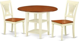 East West Furniture Dining Room Set Buttermilk & Cherry, SUPL3-BMK-W