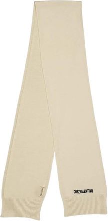 Valentino Garavani Cr&egrave;me Geborduurde Gebreide Sjaal - Heren - Wintersjaals - Beige - ONE Size - Katoen - Accessoires