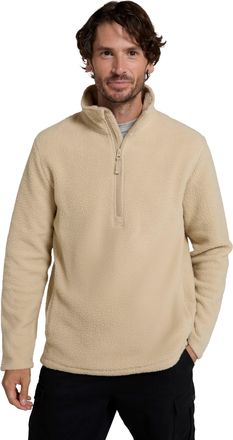 Mountain Warehouse Ted Mens Half-Zip Borg Fleece - Warm & Cosy, Lightweight Microfleece Pullover - Autumn Winter, Outdoors, Holiday, Walking, Hiking Beige 4XL