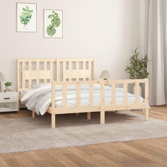 Berkfield Home Bed Frame with Headboard Solid Wood Pine 160x200 cm in Brown