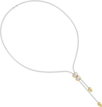 Diamond2Deal 925 Sterling Silver Two-tone 8.20 Ct Pear & Oval Cut Lab Grown Diamond Pendant Necklace 18