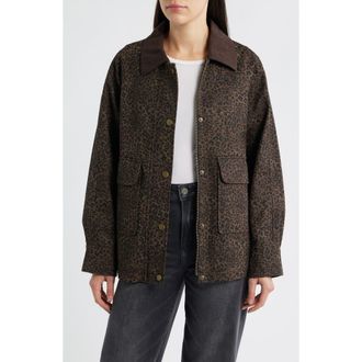 Lucky Brand Missy Cotton Blend Barn Jacket in Leopard at Nordstrom Rack, Size X-Large