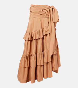 Chlo&eacute; Chlo&eacute; Asymmetric ruffled cotton maxi skirt