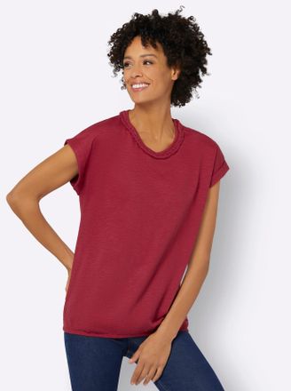 Casual Looks T-Shirt CASUAL LOOKS Shirt, Damen, Gr. 48, rot (kirsche), 100% Baumwolle, unifarben, Rundhals, Shirts T-Shirt