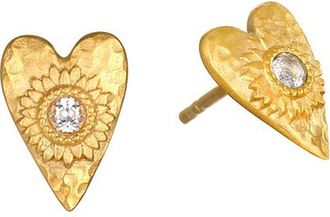 Satya Jewelry Sacred Connection Heart Lotus Stud Earrings in Gold at Nordstrom