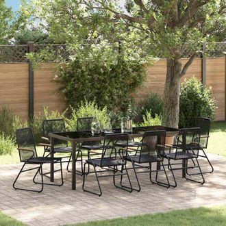vidaXL Conjunto De Comedor De Jard&iacute;n 9 Pcs Negro Vidaxl