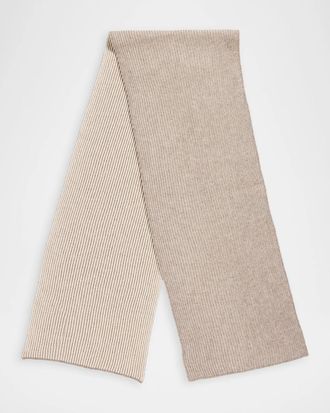 Brunello Cucinelli Men & apos;s Vanise Cashmere Ribbed Scarf