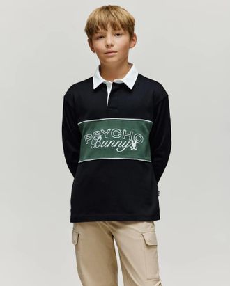 Psycho Bunny Kids Enzo Rugby Tee 001 BLACK / 10/12