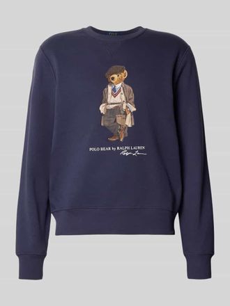 Polo Ralph Lauren Sweatshirt mit Label-Print in Rauchblau, Gr&ouml;&szlig;e L