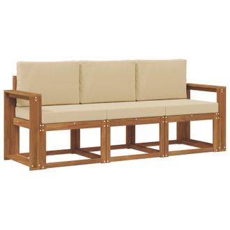 vidaXL Conjunto De Sof&aacute;s De Exterior Con Coj&iacute;n 3 Pcs Natural Y Beige Vidaxl