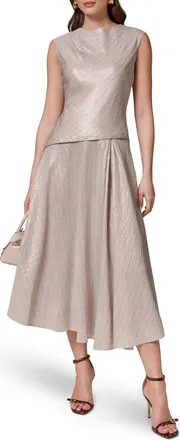 DKNY Metallic Cap Sleeve Asymmetric Dress in Sisal/canyon at Nordstrom, Size 12