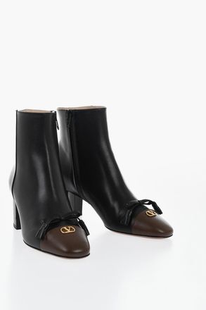 Valentino Stivaletti in Pelle con Punta a Contrasto e Zip Interna 6cm Valentino