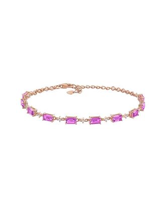 Rina Limor Silver 3.22 ct. tw. Lab-Grown Created Pink Sapphire, Created White Sapphire Station Bracelet