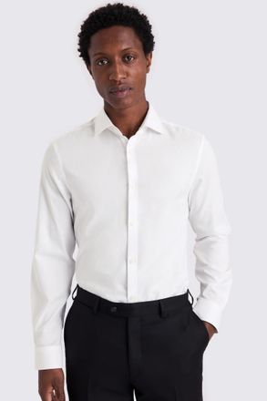 Moss Slim Fit White Textured Shirt