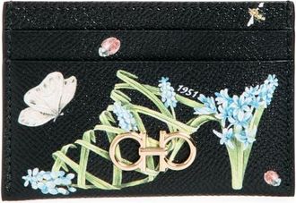 Ferragamo Gancini Leather Card Holder in Edenshoes Print Nero at Nordstrom