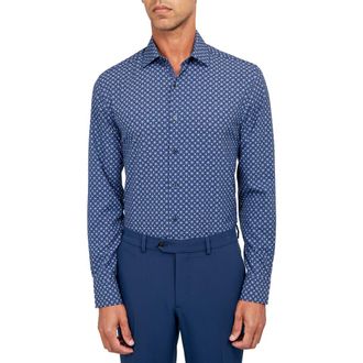 W.R.K Sketch Floral Performance Dress Shirt in Navy at Nordstrom Rack, Size 15.5