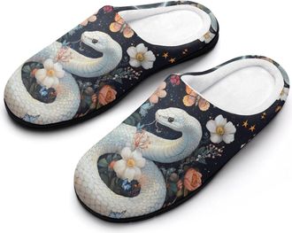 Generic Moon Galaxy Snake Womens Slippers Warm House Slippers Indoor House Shoes with Anti-Skid Rubber Sole