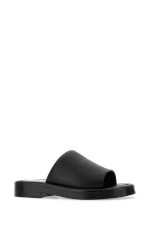 Ferragamo Mens Black Nappa Leather Slippers Nero Flat Shoes