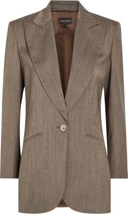 Emporio Armani Wool-blend Blazer - Taupe - 46 (UK14 / L)