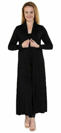 ZEE FASHION Ladies Women Long Sleeve Boyfriend Maxi Cardigan Plus Size UK 8-26 Black