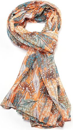 GlamLondon Womens Allium Floral Print Scarf Super Soft Wrap (Orange)