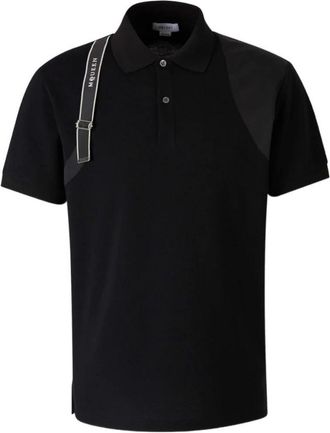 Alexander McQueen Polo Shirts, male, Black, L, Embroidered Logo Polo